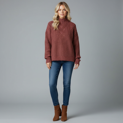 Damski Elegancki Ciepły Zimowy Sweter