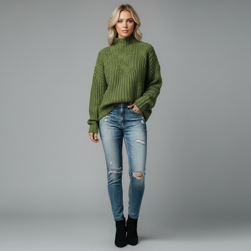 Damski Elegancki Ciepły Zimowy Sweter