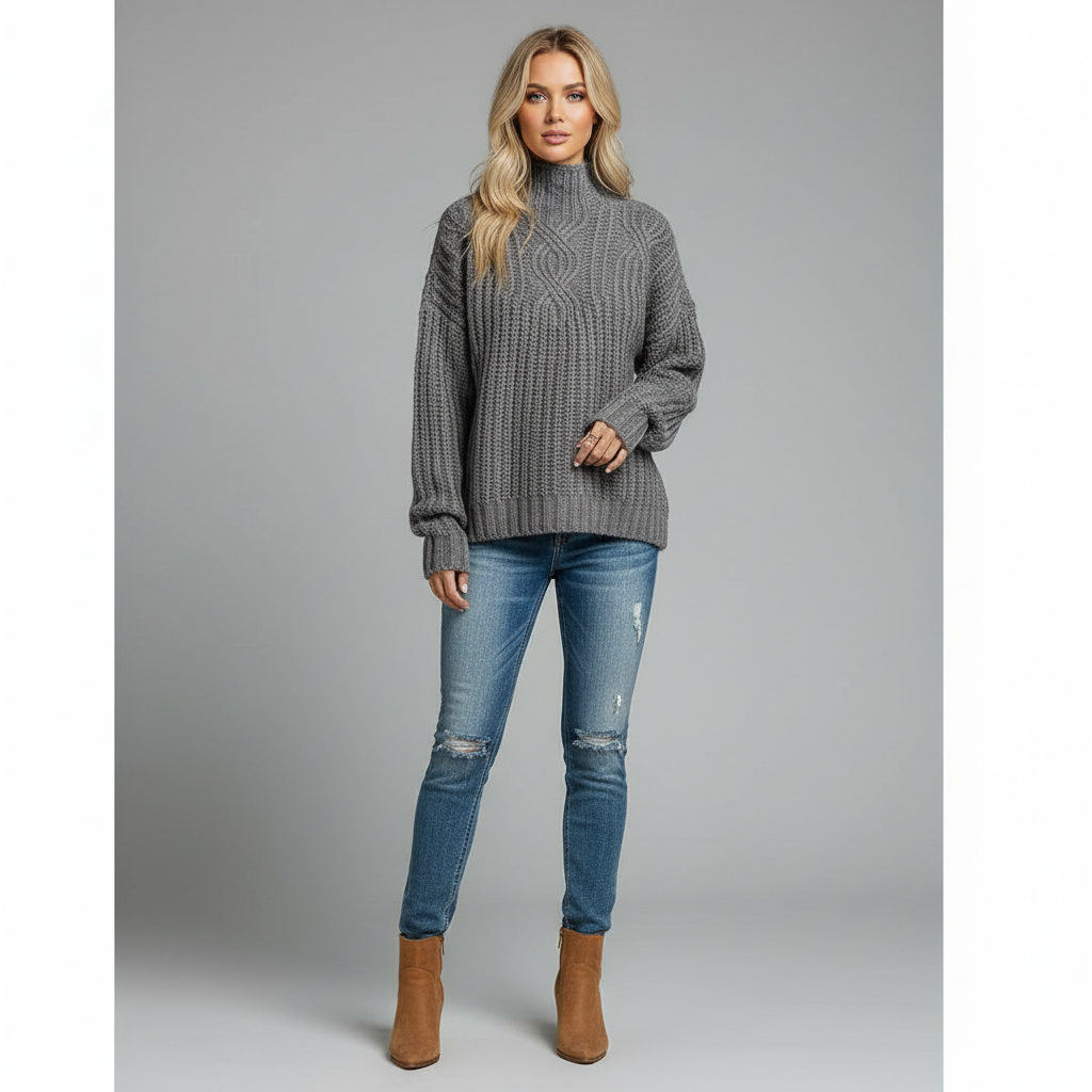 Damski Elegancki Ciepły Zimowy Sweter